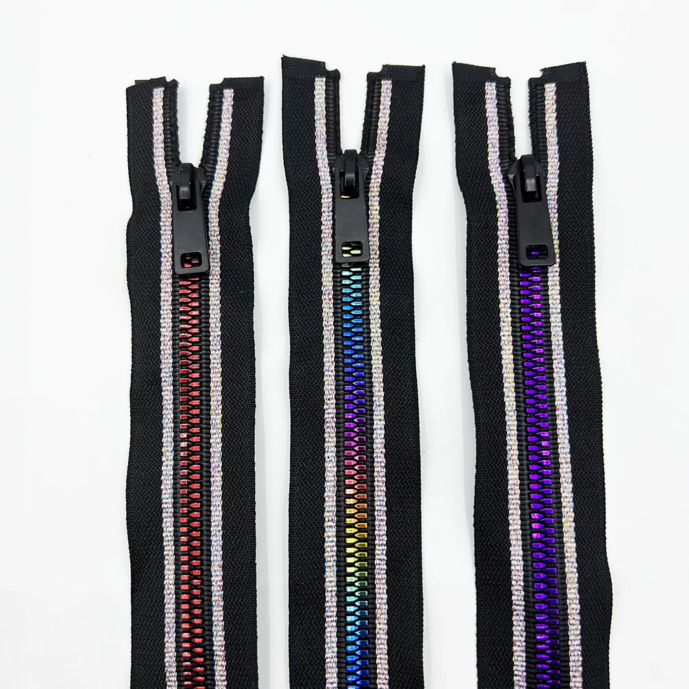 Hot Sale Popular Resin zipper 3# 5# 8# Reversible plastic close end open end  zipper Colorful rainbow teeth zips