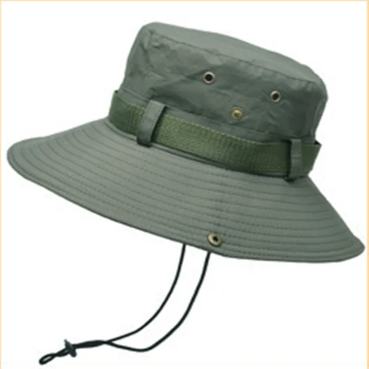 Custom Summer Solid Foldable Bucket Hats For Mens Fisherman Hats With Wide Brim Sun Fishing Breathable Mesh Polyester Sun Hat