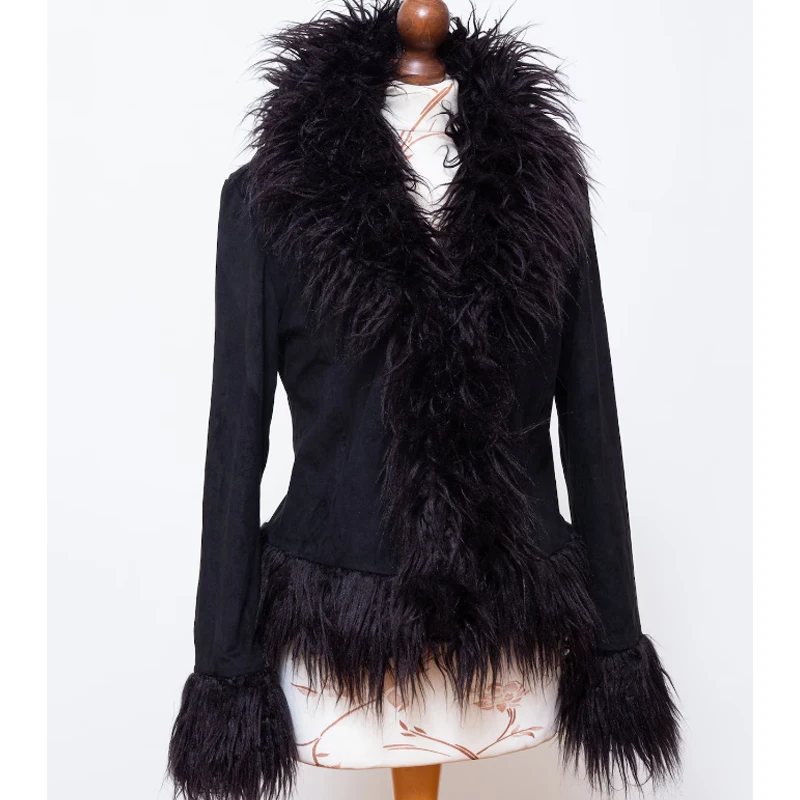 Fur Trim Shearling Coat Fluffy Y2K Faux Fur Vegan Jacket Bohemian Shaggy Afghan Jacket Faux Suede Penny Lane Afghan Coat