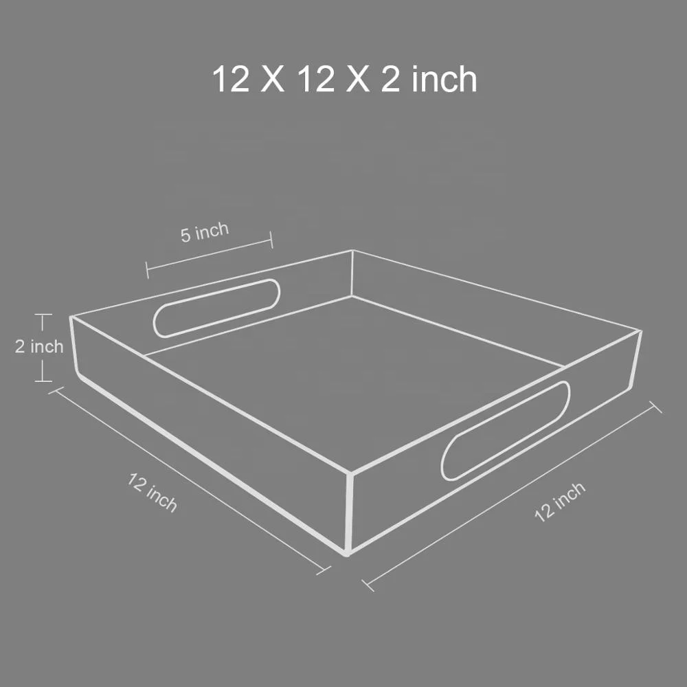 Clear 12x12x2 inch Square Acrylic Tray