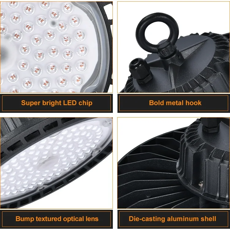 Industry Warehouse Lamp Die Casting Aluminum Ip65 Ufo 100w 150w 200w 300w Led High Bay Light