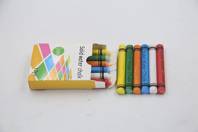Top Sales School Dustless Nontoxic Chalk Wax 12 Pens Drawing Solid Water Chalk