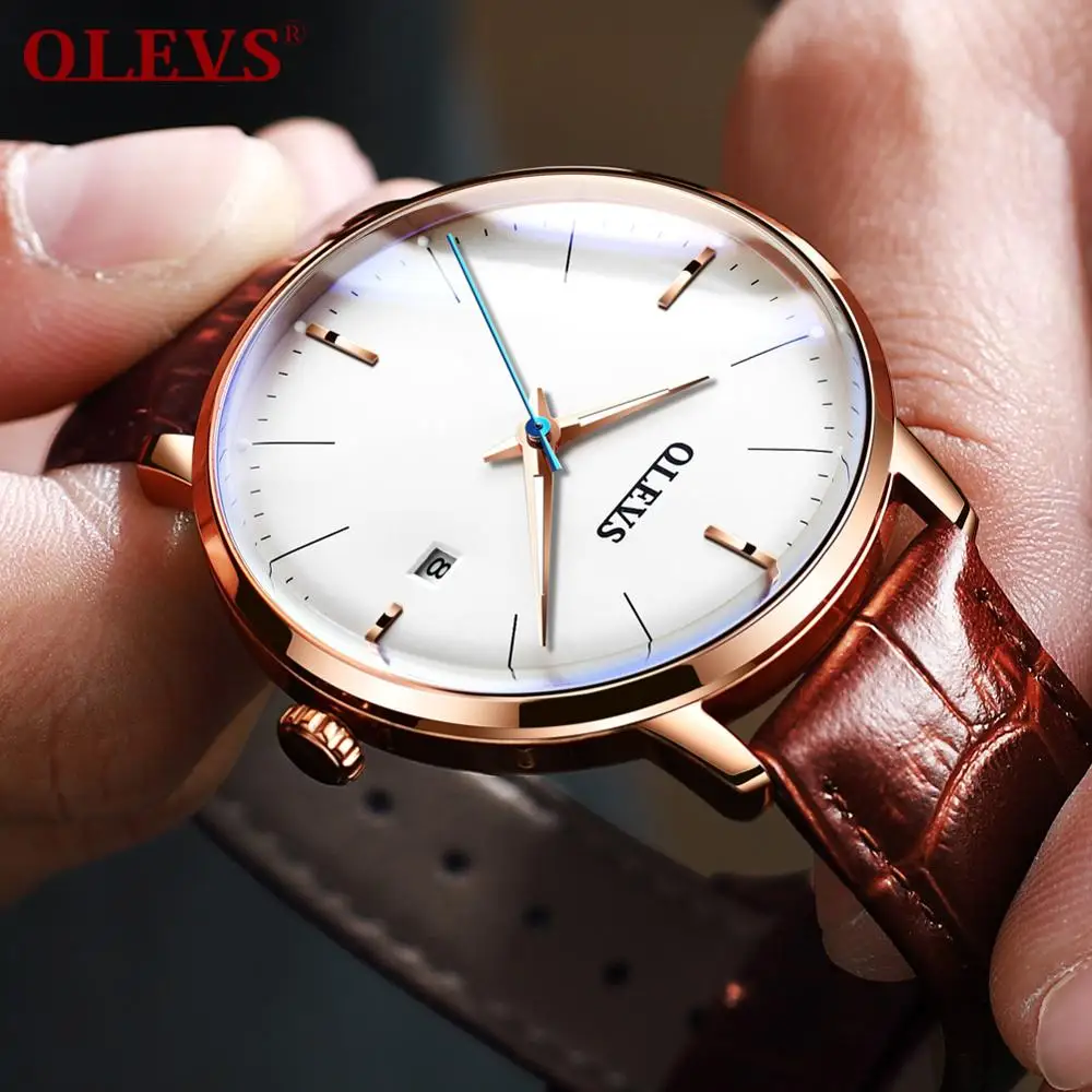 OLEVS 6609 Luxury Automatic Simple Watches Fashion Rose Gold  Swiss Movement Self Winding Mechanical Waterproof Sport Men Watch