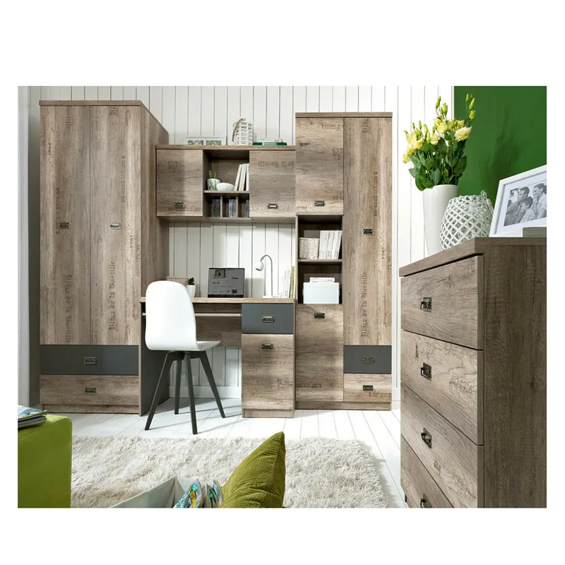 Kids Children Bedroom Living Room Furniture Set Tv Home Furniture Wood Modern 3mm MDF Teen Playroom Wardrobe Desk to KD Gi