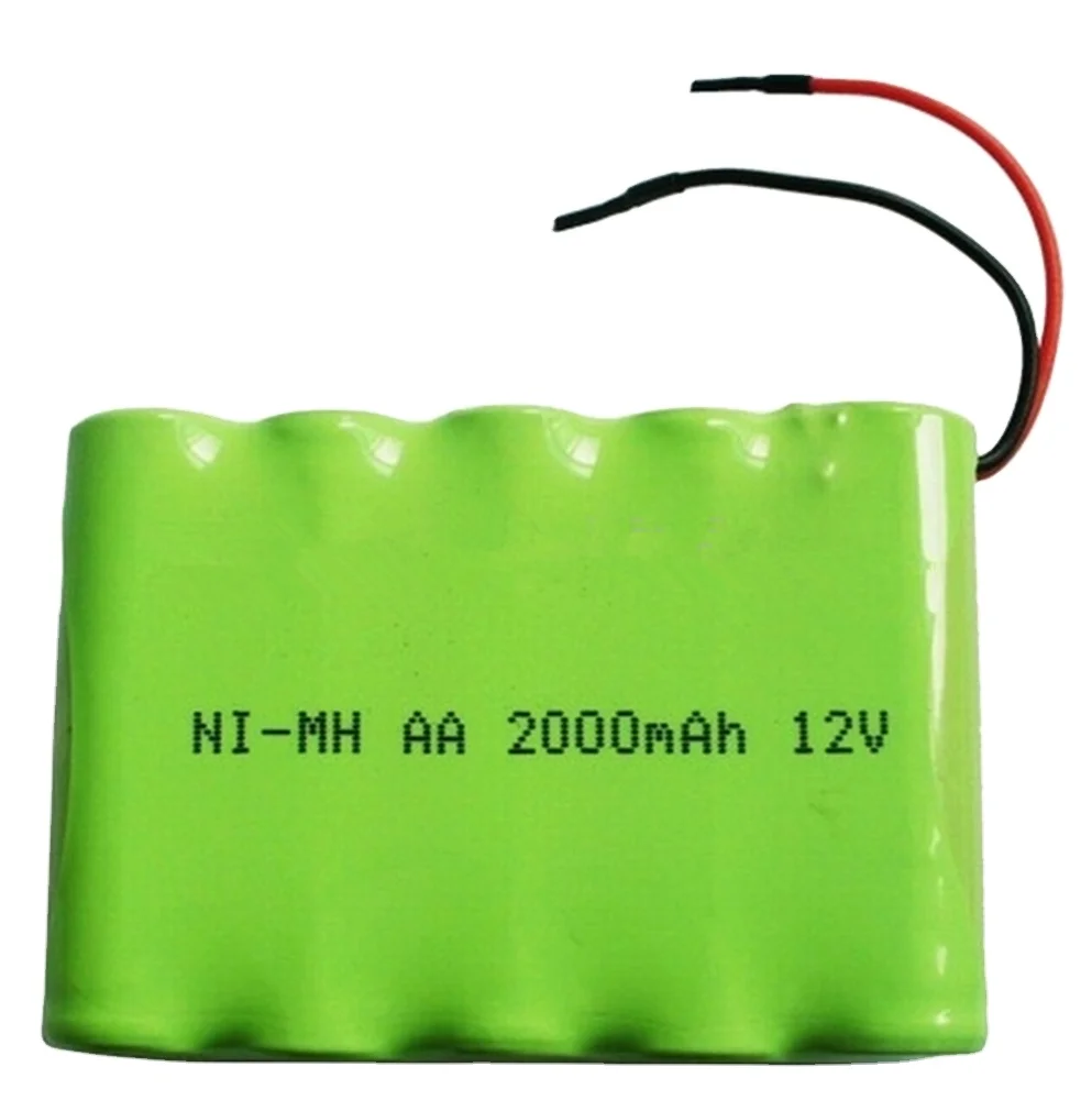 Industrial support used  AA2000mAh Ni-Mh 12 volt rechargeable battery pack with wire and connector