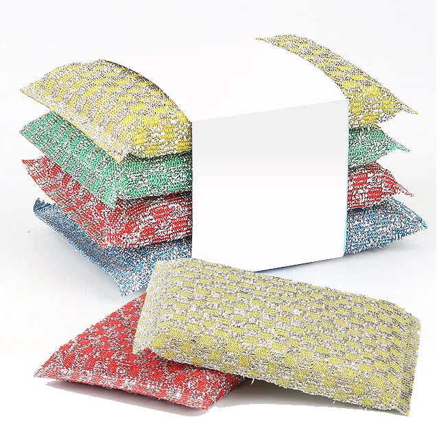 Custom Kitchen Cleaning Sponge Non-Scratch Heavy Duty Stainless Steel Wire Mesh Sponge Scouring Pad Sponges For Dishes