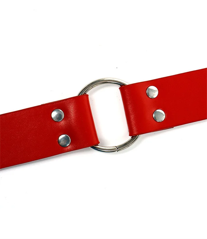 Erotic Costume Bondage Fetish Open Pants Sexy Red Tassel Leather Pole Dance Pants