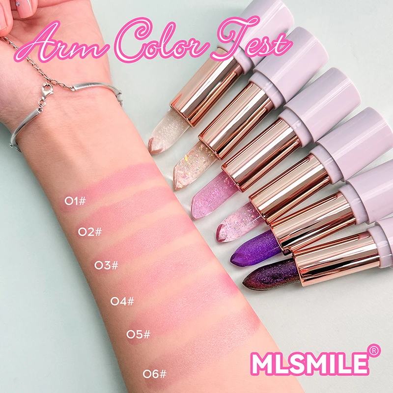 2024 Private Label High Pigment Crystal Lipstick Lip Balm Temperature Color Changing Mineral Ingredient Jelly Lipstick