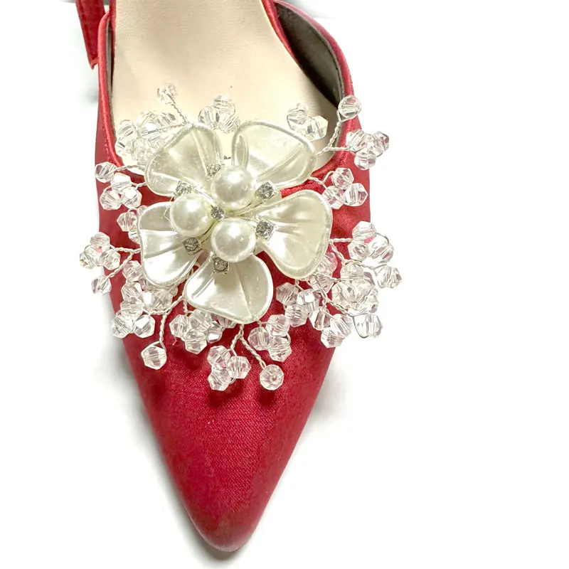 Factory direct sales of 6*6cm hand-wire shoes clip flowers, shoes decorative flowers wedding shoes decorative flowers
