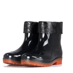 Непромокаемые ботинки из ПВХ, Уличная обувь для грязи, резиновые сапоги, противоскользящая обувь, прочные теплые мужские сапоги