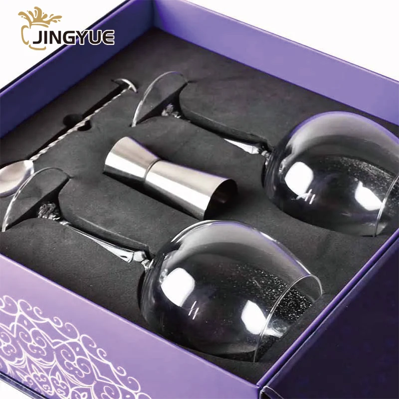 Balloon Stemmed Glassware Long Stem Giant Wine Glasses Set of 2 with Cocktail Jigger Kit in Gift Box for Wedding Birthday Party