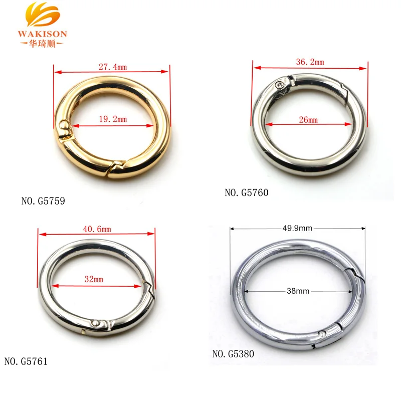Gate Close Loop Clasp for Bag Golden Custom Logo Round Spring Plated Square Edge 1 Inch Metal Brass Ring Fashion Rings O Ring