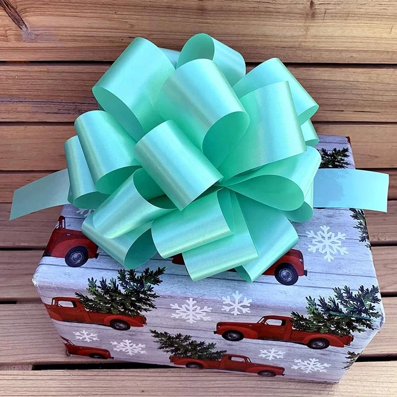 Custom Printed Christmas Party Gifts Solid Metallic Poly Plastic Ribbon Giant Large Pull Bow for Car Door