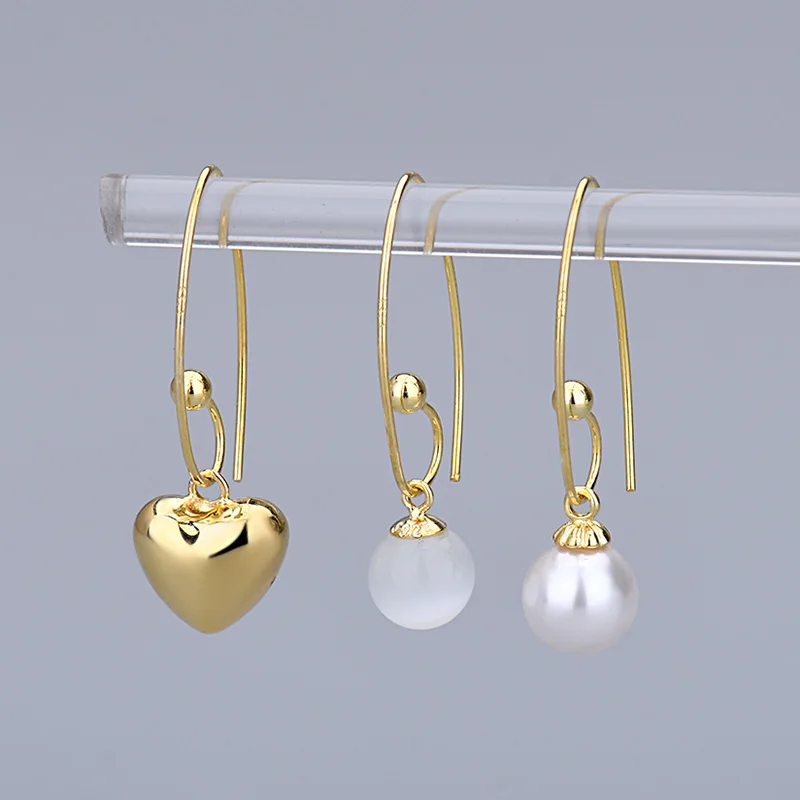 Wholesale Bead Head Geometry Earring Hooks Handmade Jewelry Accessories Gold Plated 925 Sterling Silver Drop Earrings