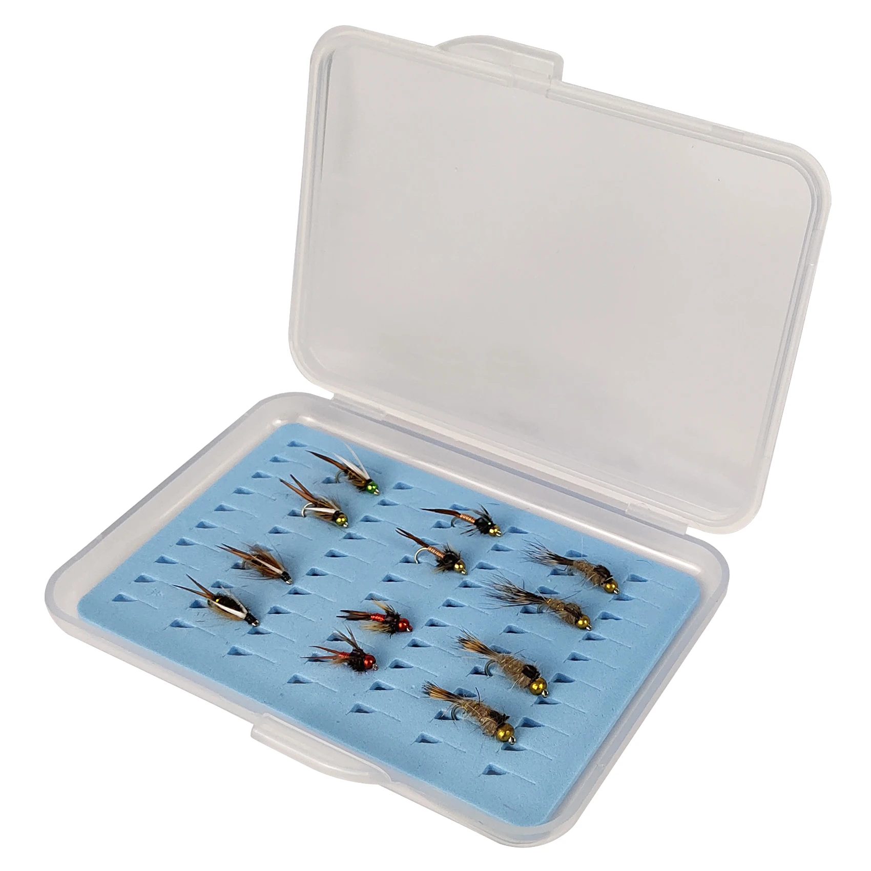 BTI-09A-H065 Mini Fly Hook Box With Blue Foam Insert Pocket Size Fly Fishing Box(B01)