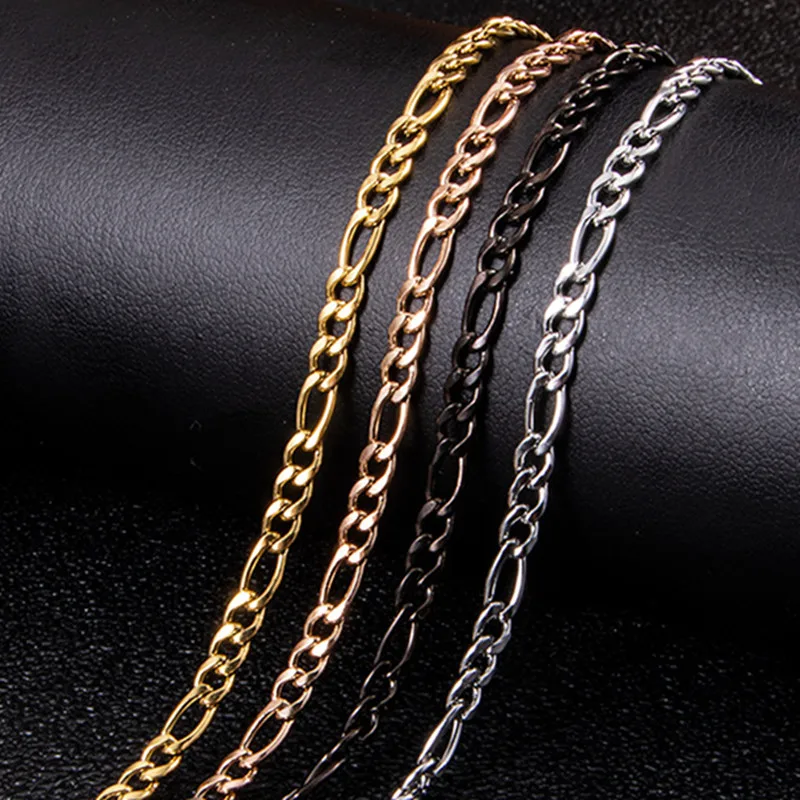 
tarnish free 18k gold plated stainless steel chain 3:1 figaro Link chain necklace chain for men 