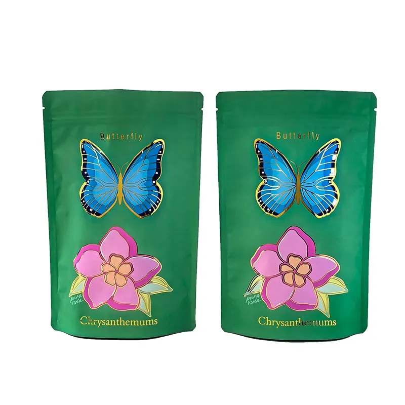New Design Hot stamping process Glow Aluminum Foil Bag Spot UV Golden Printing Zip Lock Stand Up Pouch