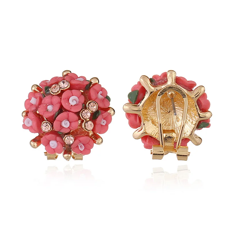 Manufacture Wholesale Jewelry Cute Ceramic Stud Earrings Korean Earrings Whole Ear Clips Ceramic Flower Earrings
