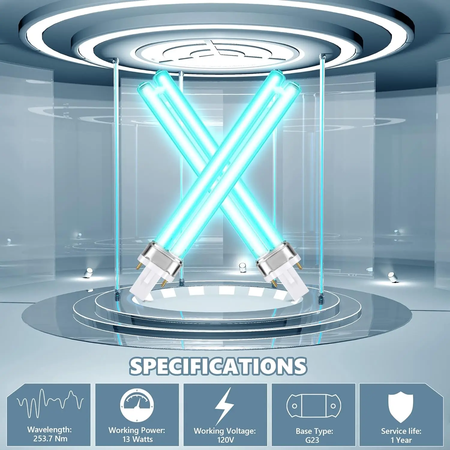 G200 green HVAC uv germicidal air purifier Dual uvc Lights lamp bulb in Duct Cleanser uv lights lamp for hvac system ac