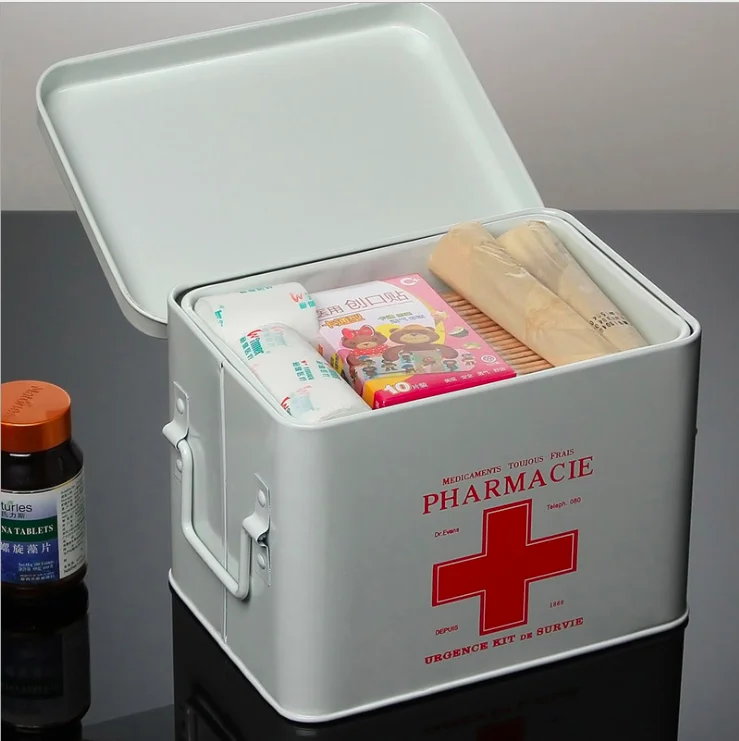 Household metal products home living room iron medicine cabinet storage custom logo first aid kit oem odm pill box