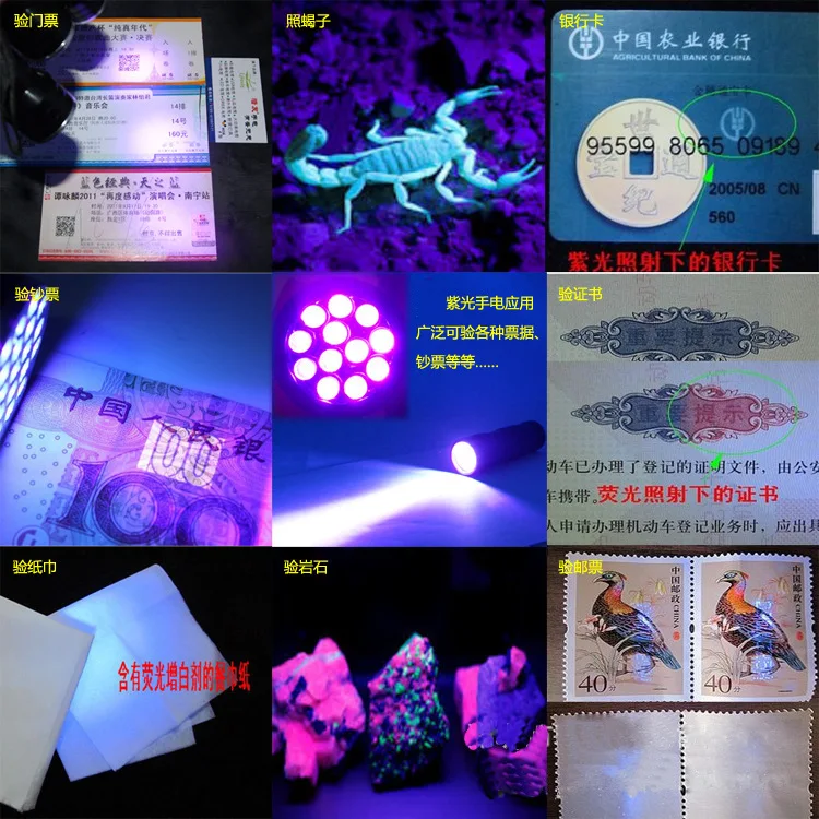 395-410nm 9 LED UV Torch Dog Urine Pet Stains Detector 9LED Purple Ultra Violet Light Aluminum Flashlight