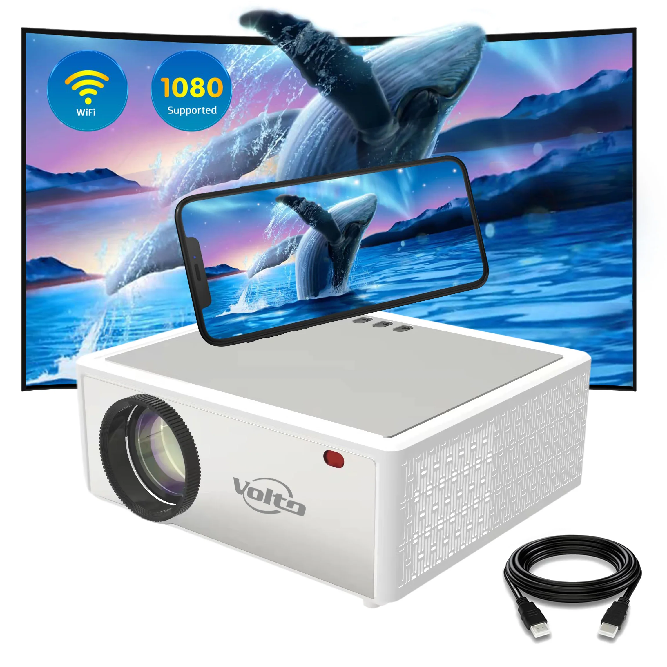4K Projector Home Theater High lumens 8000  with Built-in Speaker Smart Android  Led Projector