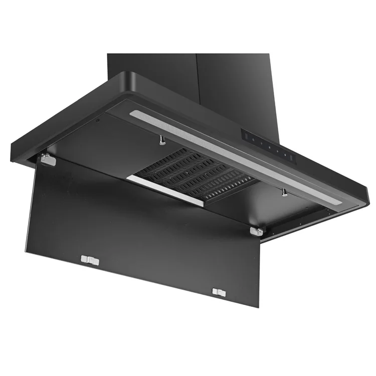 Высококачественный новый дизайн 900 мм черный медный моторный козырек из закаленного стекла для кухни