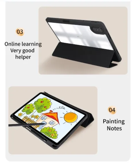 For Huawei Matepad 10.4 11 Smart Stay Anti-fall Airbag Shockproof Light Transmittance Y Fold Tablet Case For TAB S6 A7 Lite 10.4