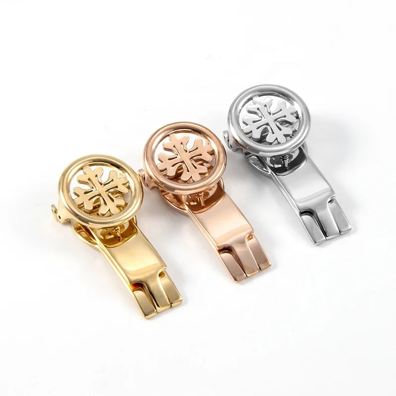 Factory stock cheap 16 18 20 mm all shiny butterfly deployment watch band clasp buckle stainless steel for Patek Philippe