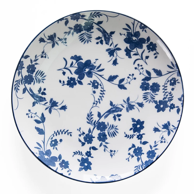 Chaozhou factory cheap price dinnerware low MOQ oval shape blue and white china ceramic porcelain dinner plate dishes bowls