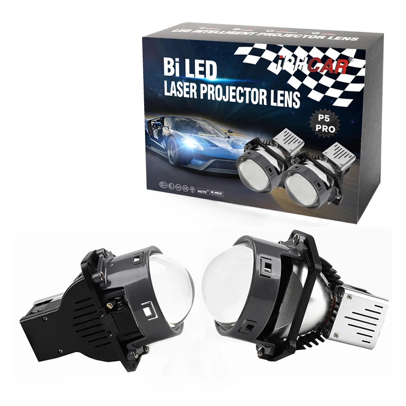 IPHCAR Super Bright P5PRO Original Bi LED Projector Lens 6+3 Chips Biled Projector Lens with LED Laser Effect for Car Headlights