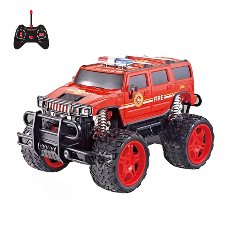 Cross Country Fire Truck Red Model Remote Control 1:16 Scale Outdoor Tire Toy Car Plastic Material Boys 6 Years Charger Pack
