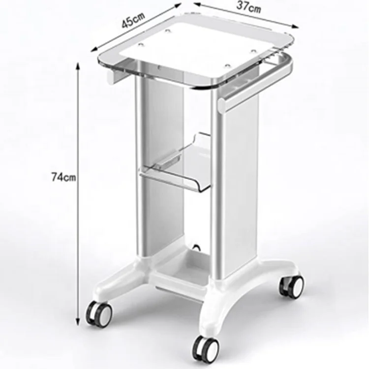 Transparent Clear Acrylic Pedestal Rolling Trolley Cart Equipment Stand Roller Trolley Cart Acrylic Utility Cart on Wheel