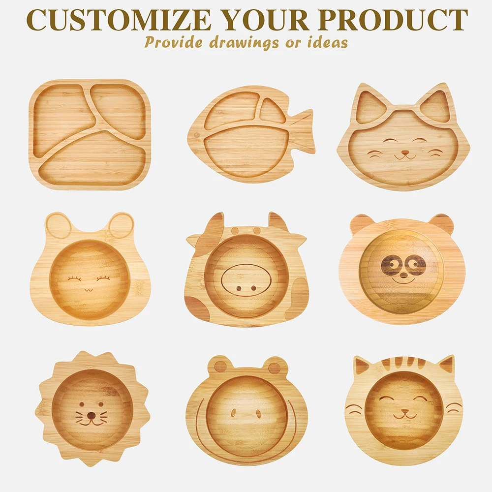 Hot selling custom baby dishes Silicone baby bowl using natural bamboo custom baby bowls