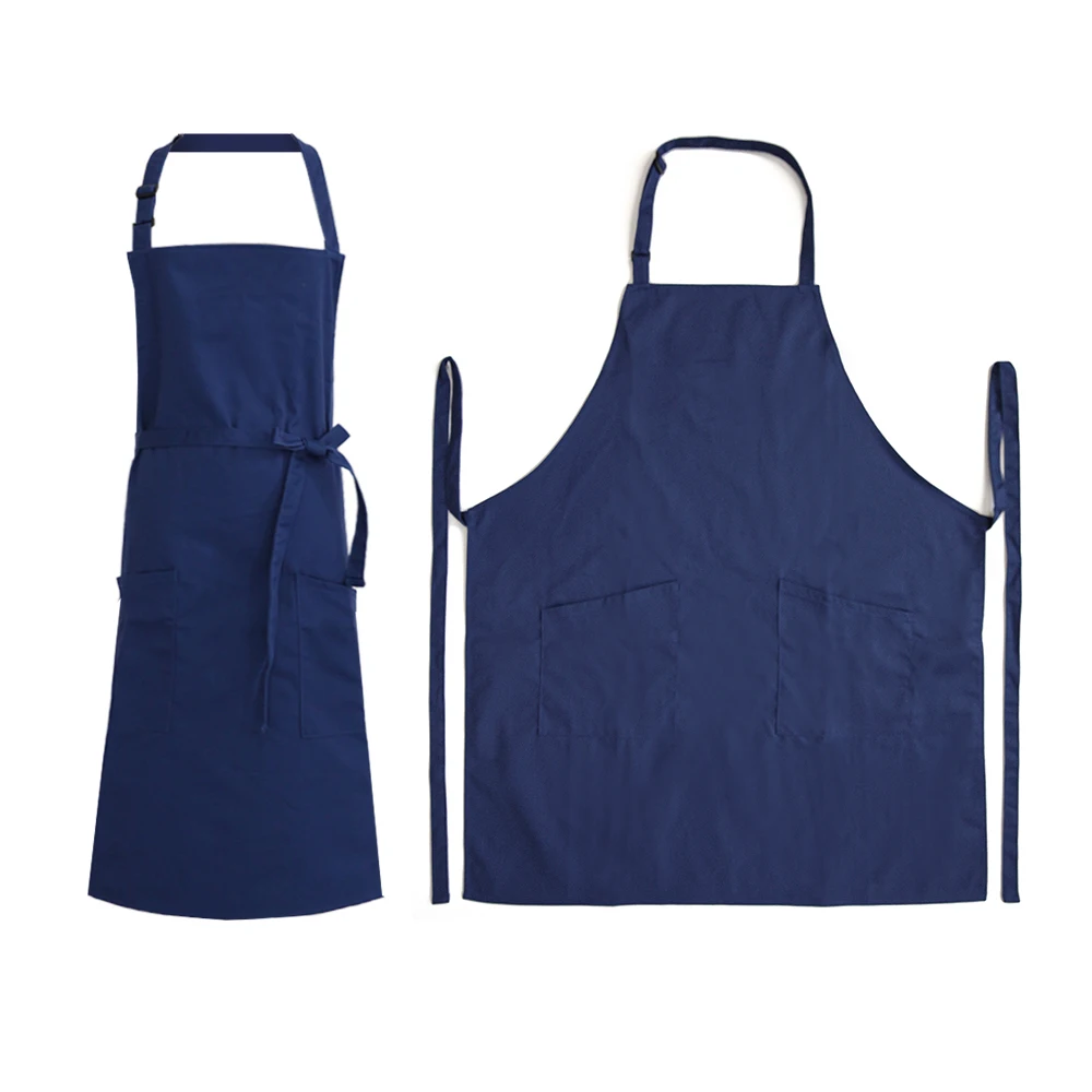 Dark green Navy blue high quality canvas cotton aprons kitchen custom print japanese korea style cooking apron