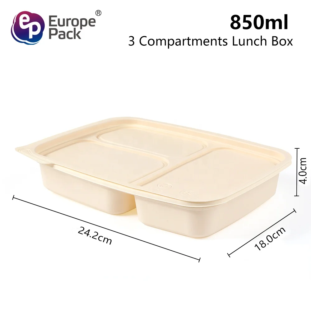 Disposable Eco Friendly Biodegradable Lunch box Take Out To Go Cornstarch Food Container With Lids for Food