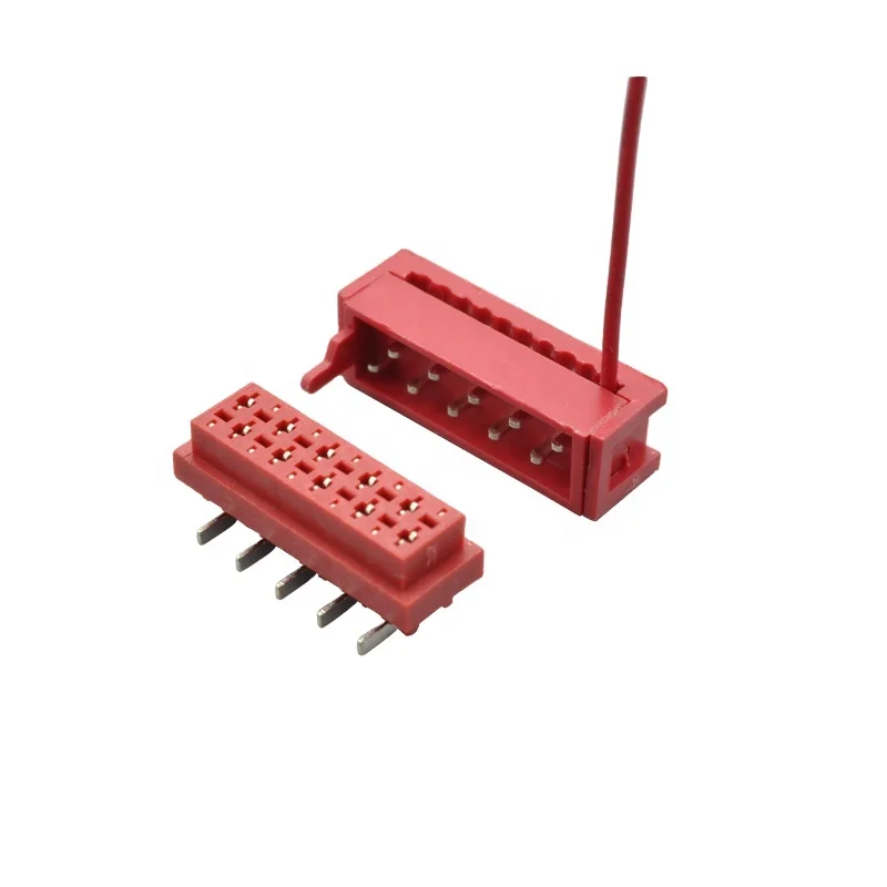 KR1273 1.27 Micro Match 1.27mm Red IDC Connector With Ear Female Type Straight Solder Connectors