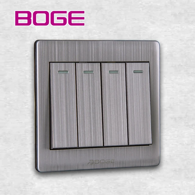 BOGE Manufacturers Electronic UK Light Hotel Switch 4 Gang 1 Way AC Electric Wall Switch for Home