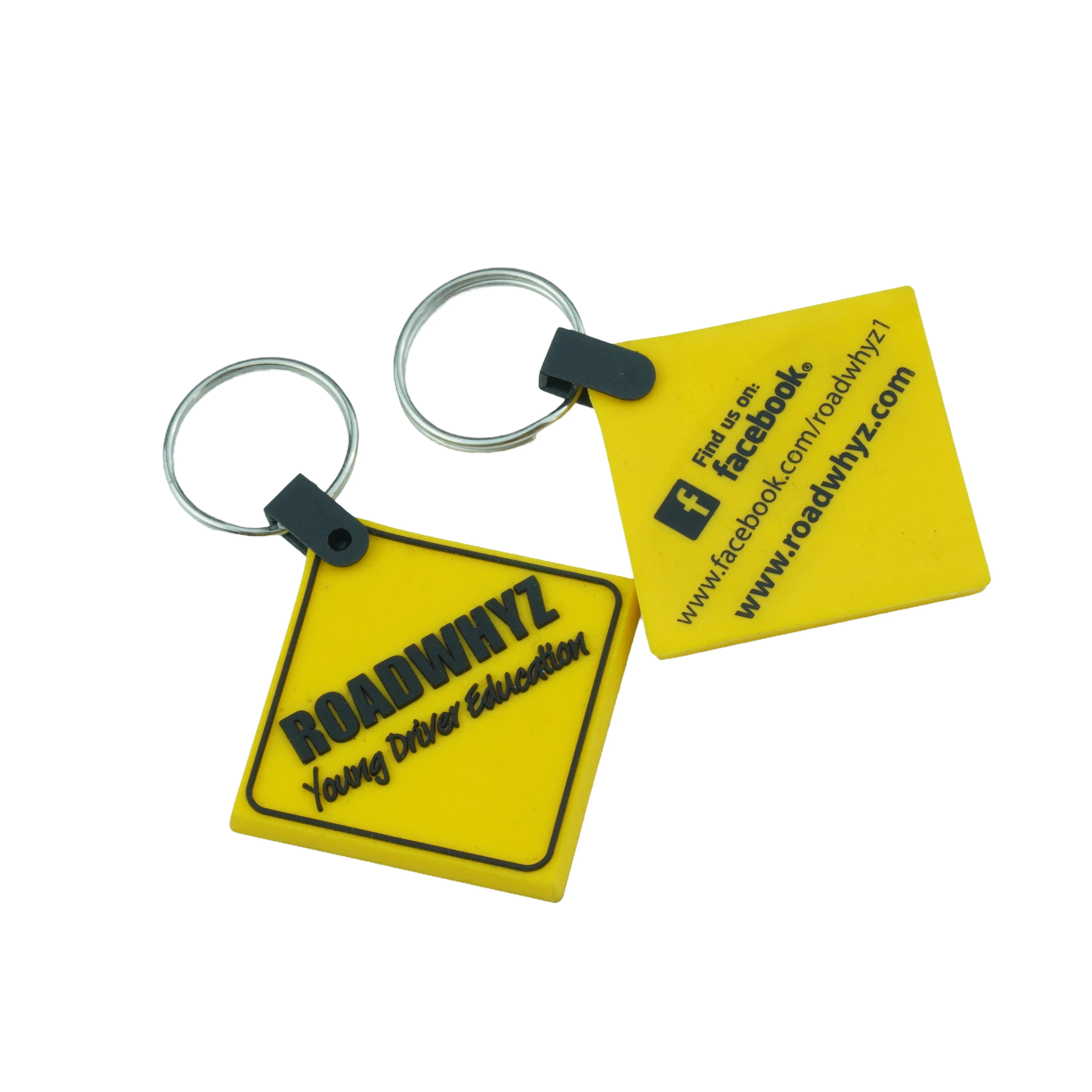 Promotional 3D Yellow Embossed Logo Rubber Keyring High Quality PVC Rubber Keychain For Promotional Gifts