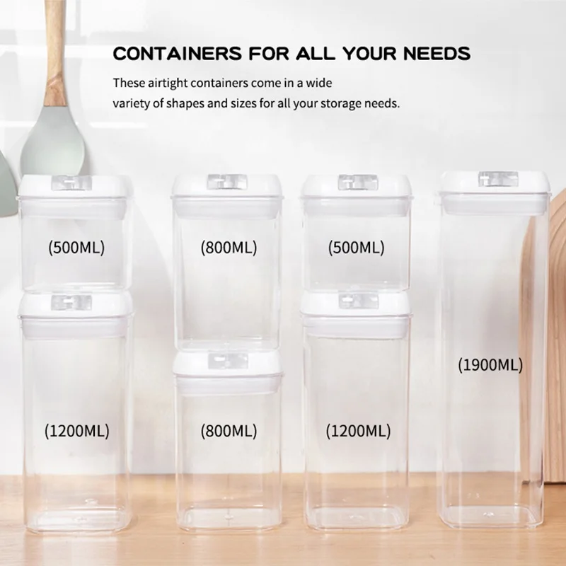 6 Pieces Crisper Stackable Pantry Organizer BPA Free Clear Cereal Pasta Kitchen Airtight Food Storage Container Plastic Set