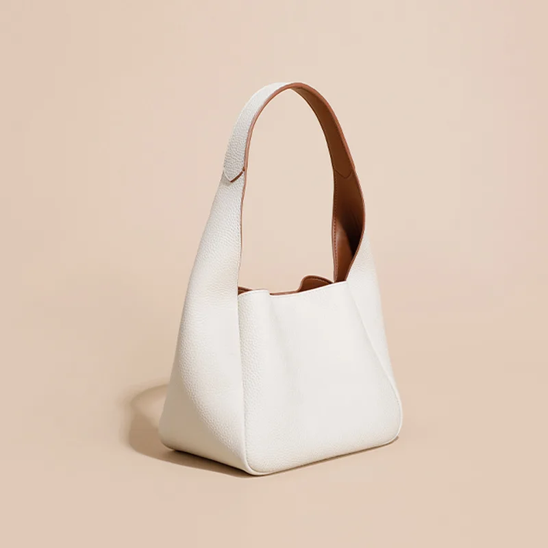 wholesale Genuine Leather shoulder underarms bag for female good quality cowhide bucket basket bag 2022