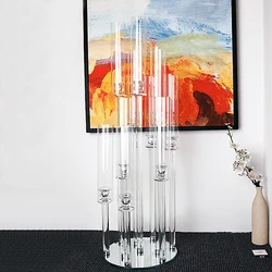 Новый Свадебный центральный элемент, высокие стеклянные трубки, подсвечник, хрустальный канделябр, настольные украшения на продажу