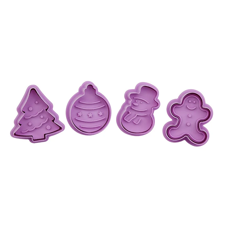 
3D Stamp Cartoon Plastic DIY Cookie Cutter with Spring-action Cookie Tools Durable Kitchen Tools Custom Packing Acceptable 