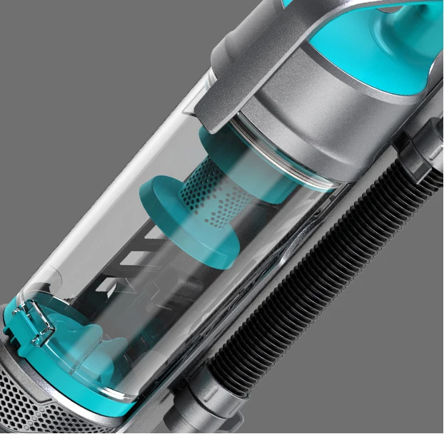 upright home vacuum cleaner with small extra turbo brush on body