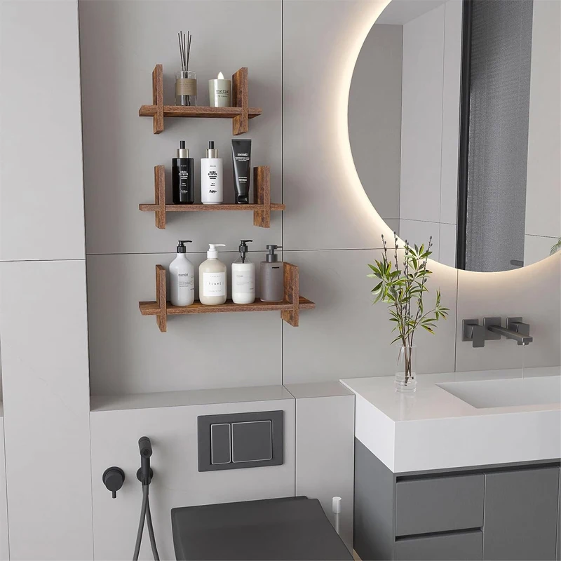 Set of 3, Hanging Storage Shelf Small Book Shelf Bookcases for Living Room, Kitchen, Bedroom,Bathroom Floating Wall Shelves