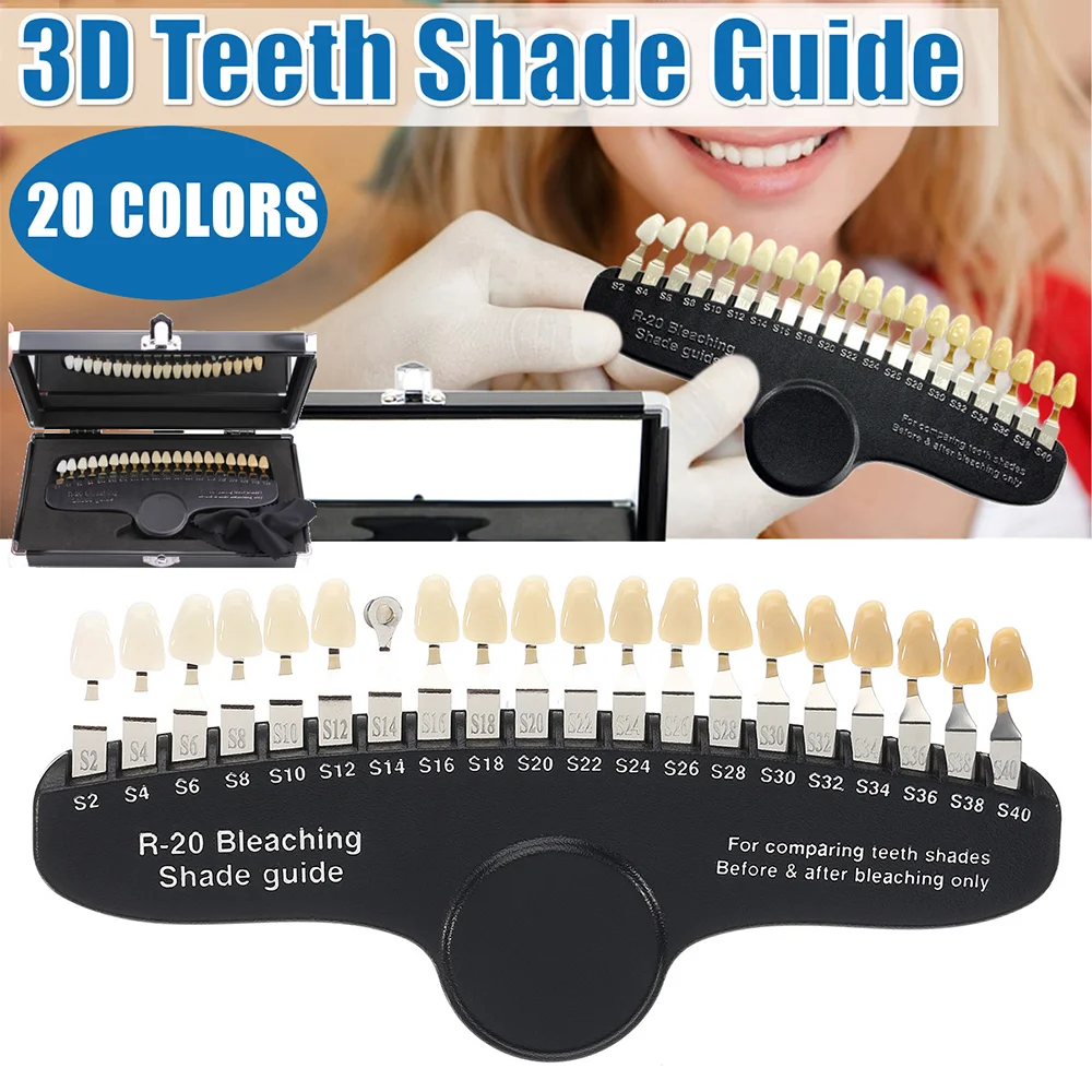 Professional Teeth Whitening 3D Shade Guide Tooth Bleaching Shade Chart Board 20 Colors Comparator