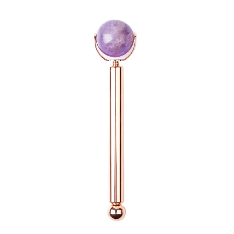 Amazon Custom Logo  Anti Aging Therapy Natural crystal jade ball roller with metal handle