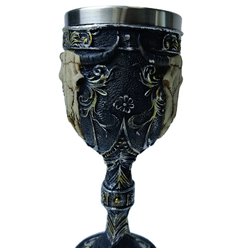 Festival Special use Scary Viking Goat Skull Mug, Devil Head black Halloween Goblet.