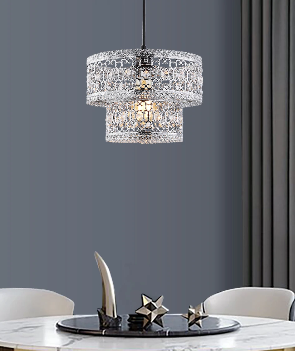 DIY Lampshade Crystal Metal Materials Lamps Part Home Decor Ceiling Pendant Lamp Lamparas De Techo Chandelier Light Fixtures