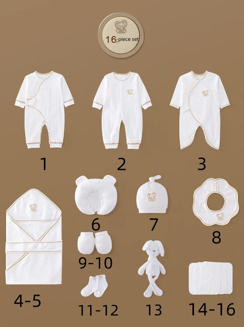 16 piece set Gift Box Custom Logo Newborn Gift Set Ropa Para Bebes Varon 100% Cotton New Born Baby Clothes Gift Set Suppliers